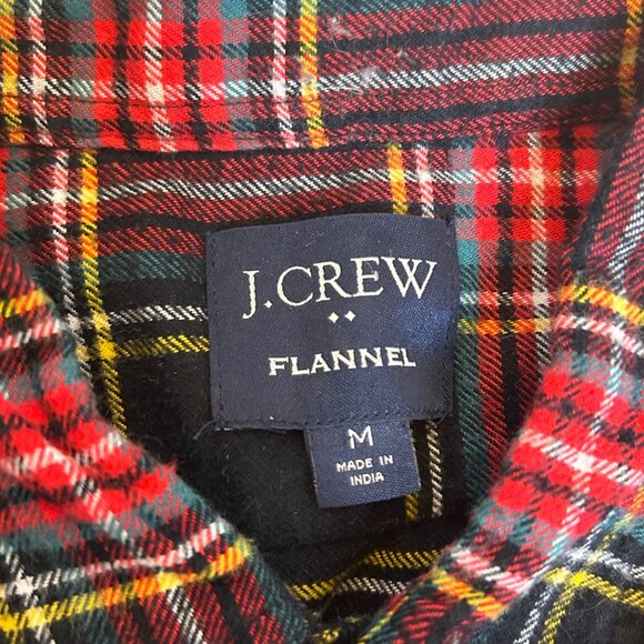 J.Crew Mens M Flannel Plaid Shirt Preppy Fall Rugged Rustic Hiking, Camping Barn - Picture 3 of 5
